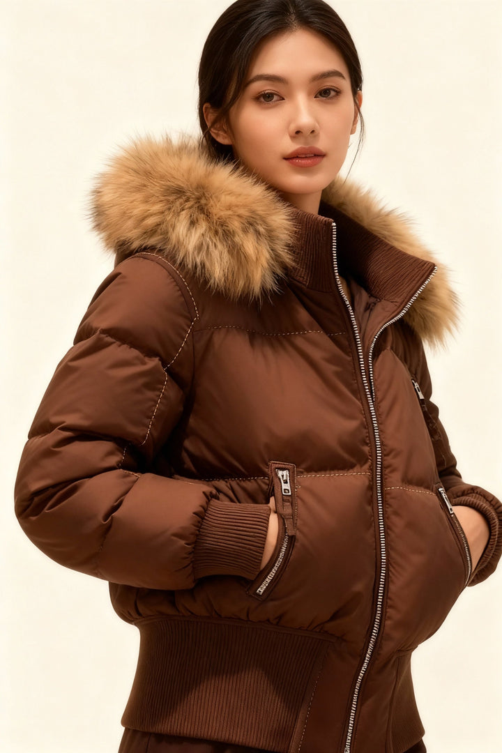 Damen Gesteppt Winterjacke mit Warm & Abnehmbarer Kapuze | Zeitlos