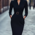 Damen Frühlings-Wickel-Midikleid mit Gürtel